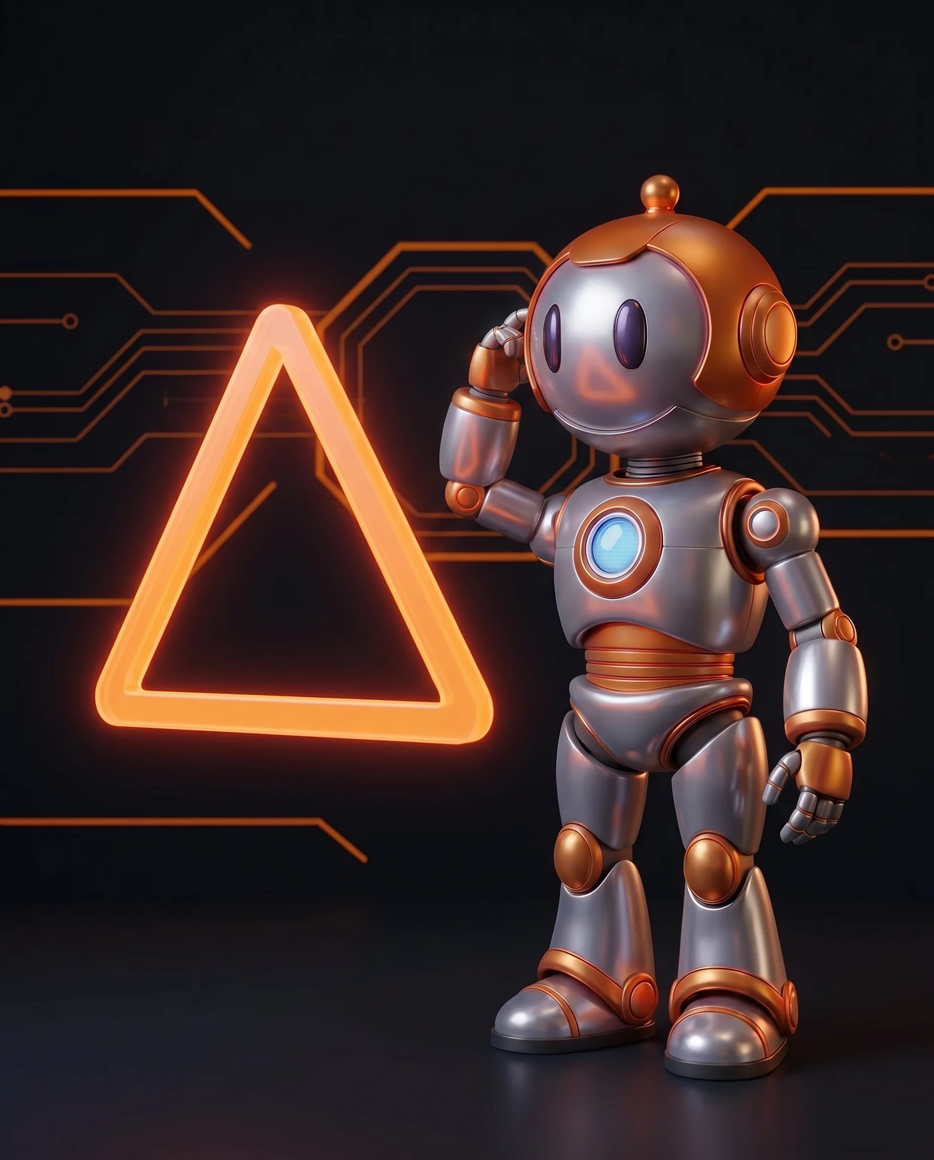 Roboter prüft Vertragsunterlagen mit Warnsymbolen, Sinnbild für Fehler beim Softwareentwickeln lassen