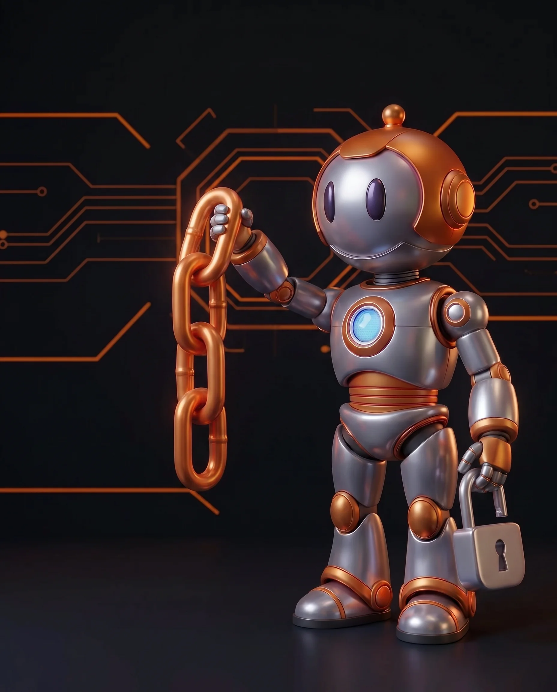 Roboter wägt Individualsoftware und SaaS auf einer Waage ab, Sinnbild für Abhängigkeit im Vergleich