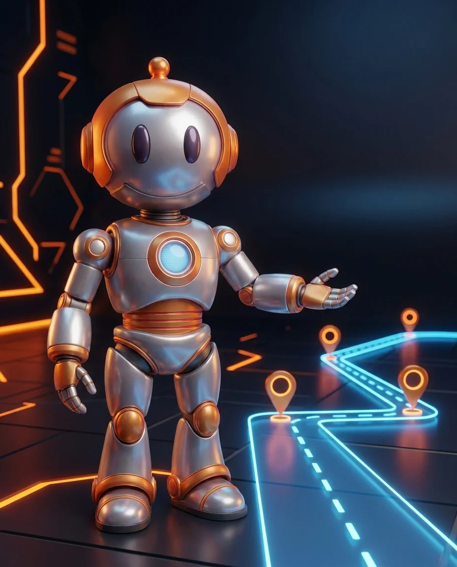 Roboter präsentiert KI Strategie Mittelstand als Fahrplan mit fünf Meilensteinen