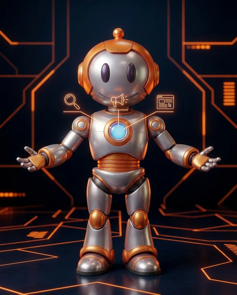 Roboter koordiniert verschiedene digitale Services als zentraler Ansprechpartner für KMU