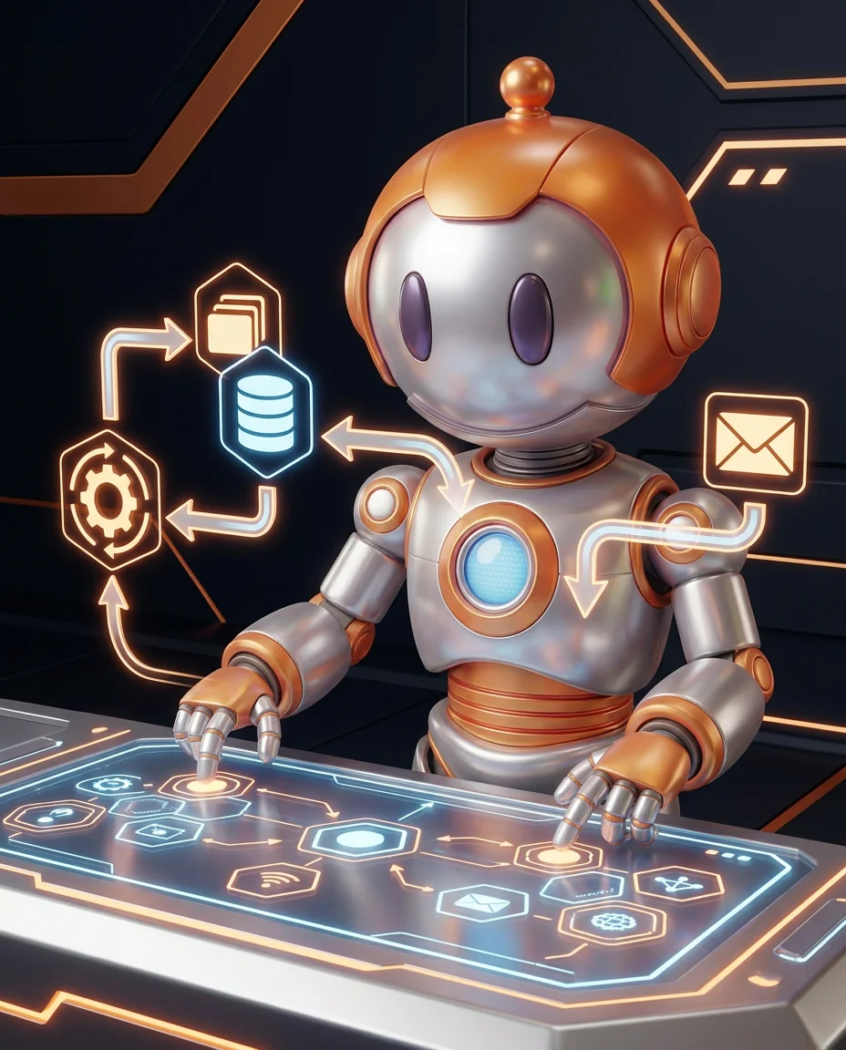 Prozesse automatisieren KMU – Roboter steuert Automatisierungsworkflows zwischen verschiedenen Systemen