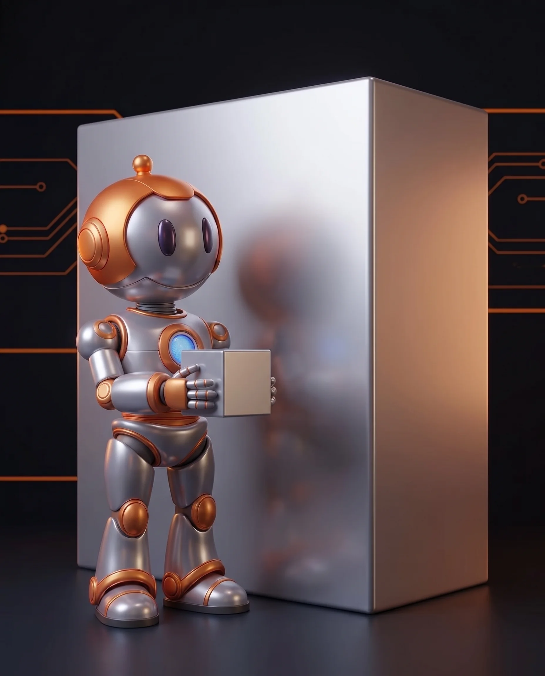 Roboter vergleicht schweren ERP-Monolithen mit schlankem Systembaukasten, Sinnbild SAP Alternative im Mittelstand