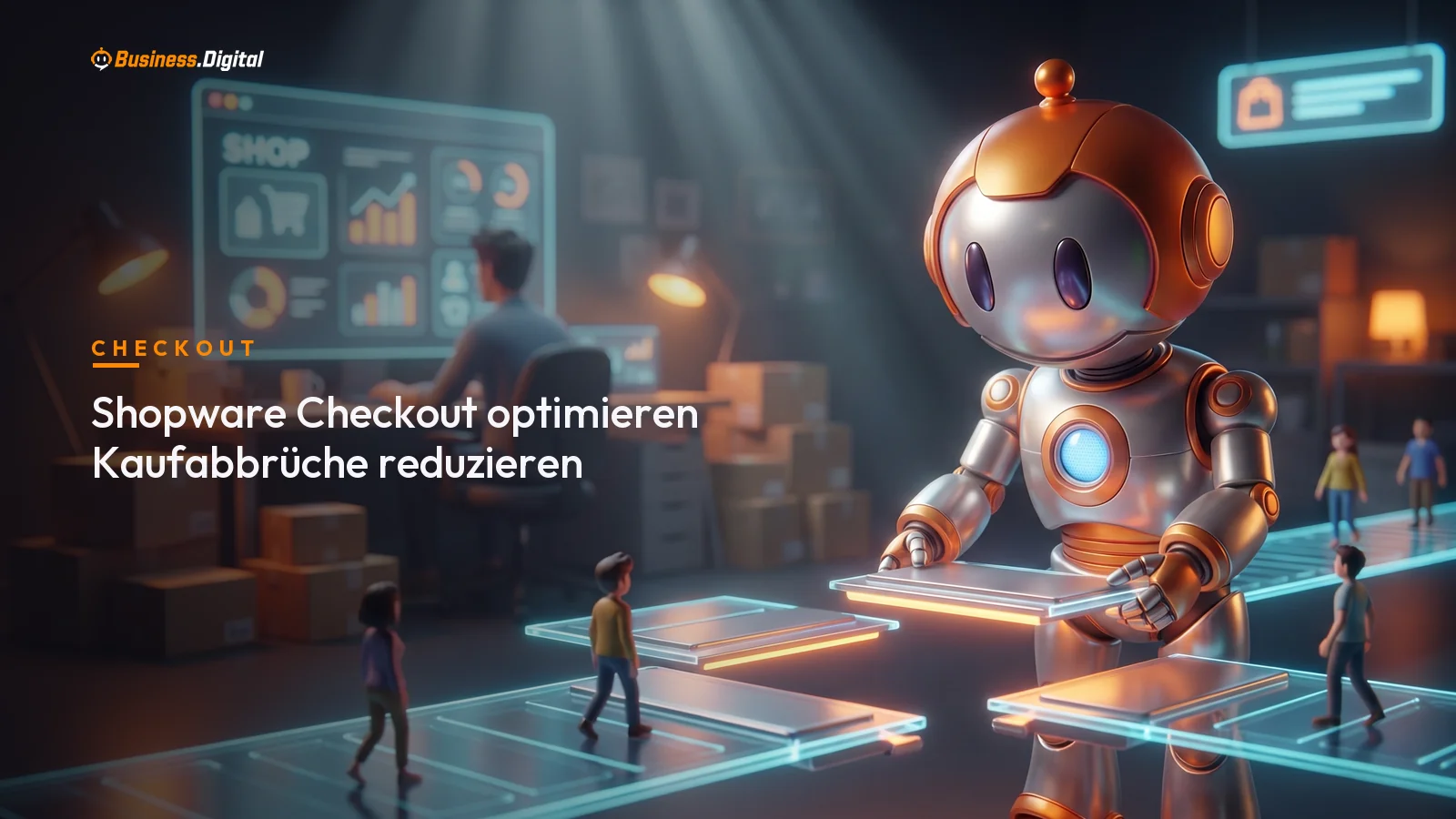 BD-Roboter will den Shopware Checkout optimieren und prüft Gastbestellung, Zahlarten und Versandkosten auf Kaufabbrüche