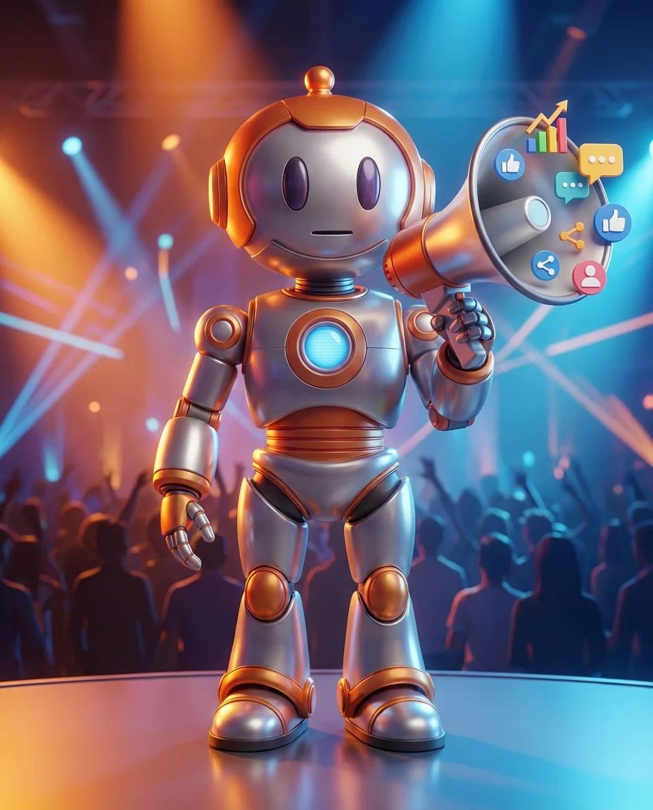 This is Marketing 2025: BD-Roboter auf Marketing-Event mit Megafon