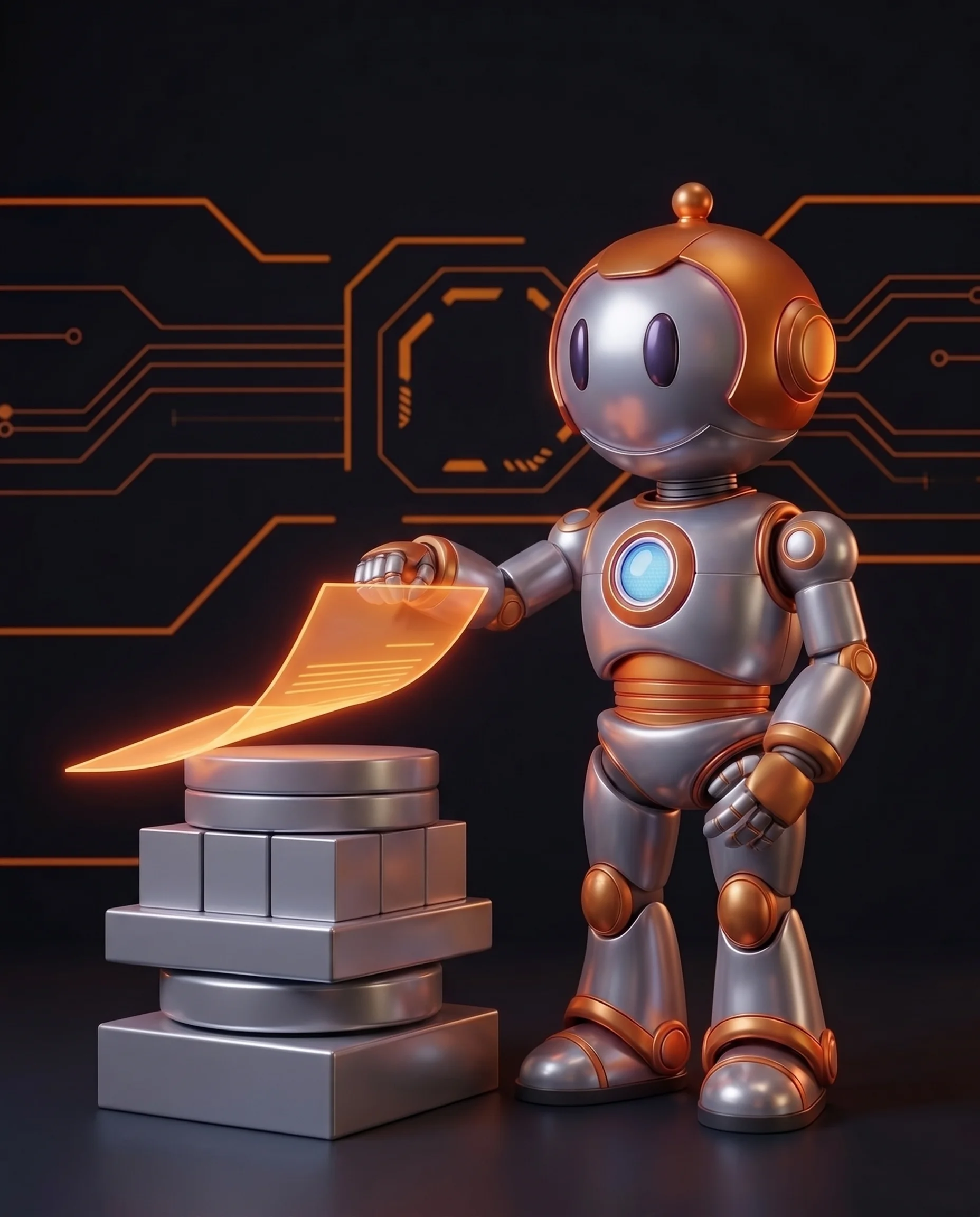 Roboter hebt Angebotsblatt an, darunter versteckte Kosten im Softwareprojekt als Kostenblöcke