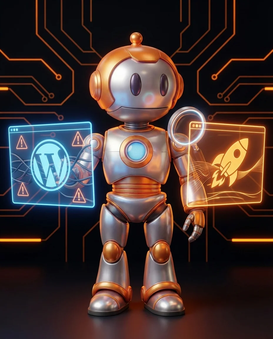 WordPress vs Astro Vergleich: Roboter analysiert Website-Performance