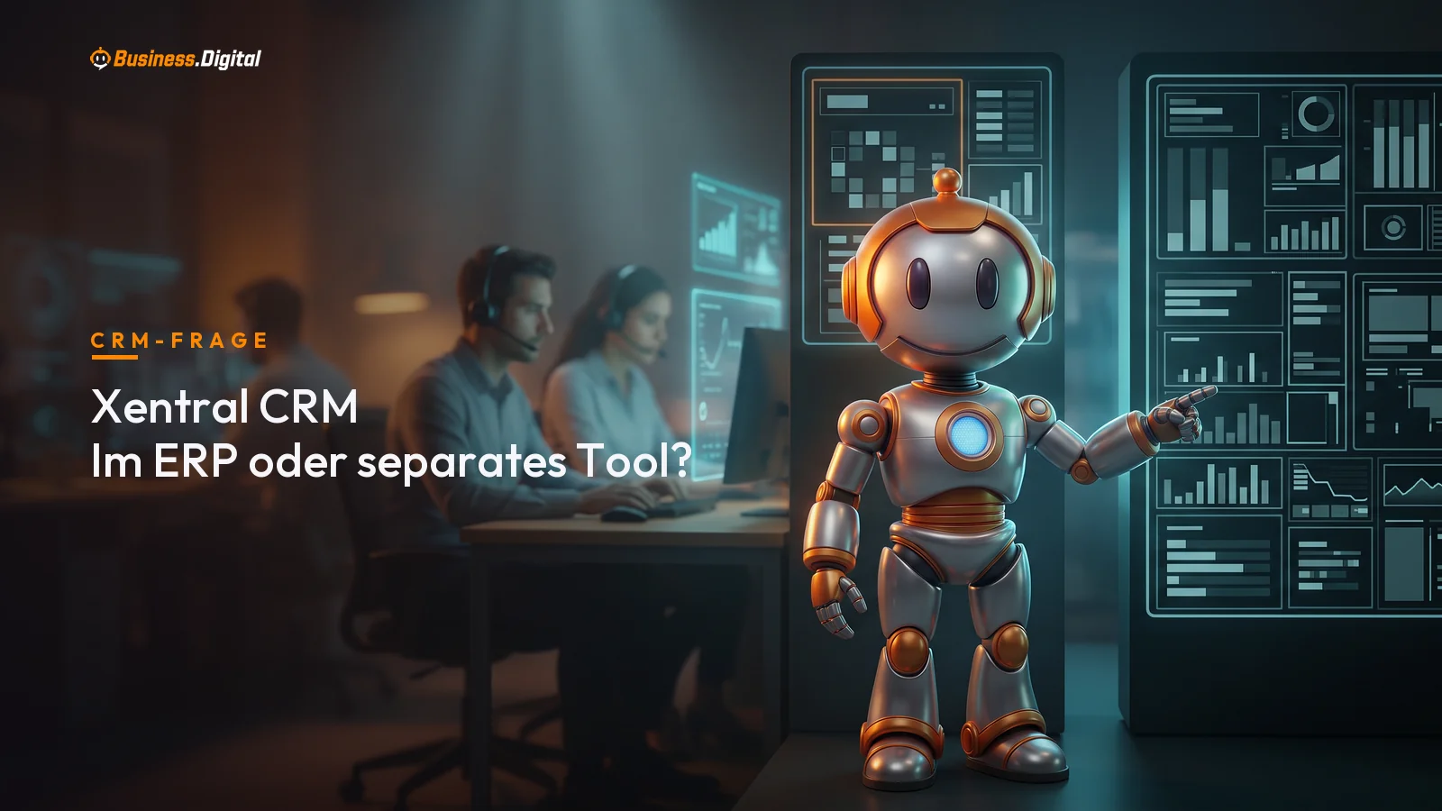 Xentral CRM im Vergleich zu einem separaten CRM-Tool, Roboter trennt Transaktionsdaten von Beziehungsdaten