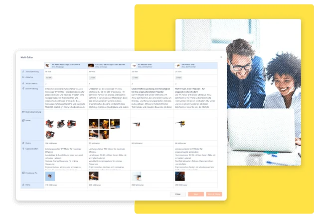 ATAMYA Produktdatenmanagement-Oberfläche