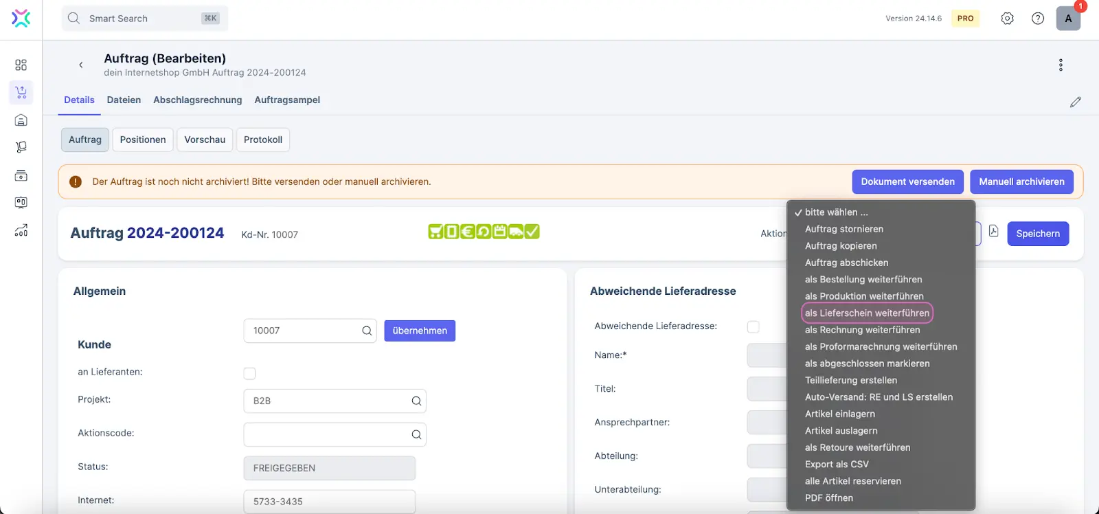 xentral Auftragsübersicht mit Bestellungen aus mehreren Verkaufskanälen